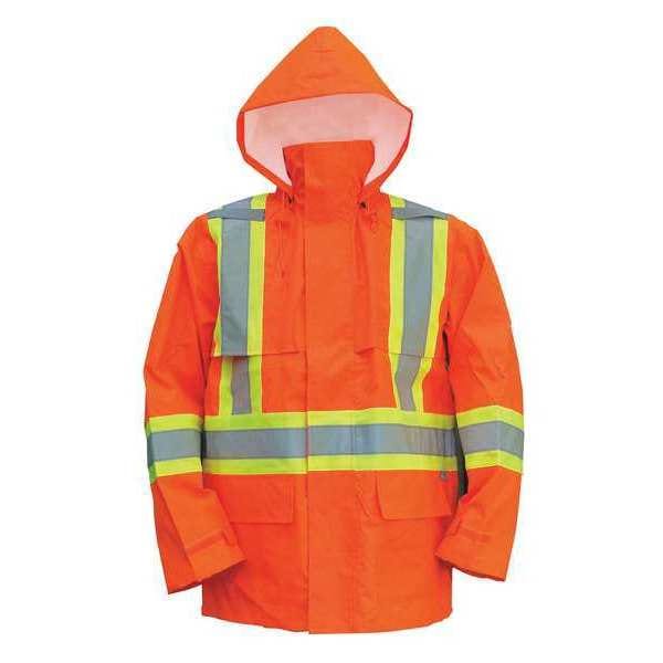 Viking Hi-Viz Safety Jacket, Polyester, Polyurethane, Class 3 Type R, Orange, 2XL - 6323JO-XXL