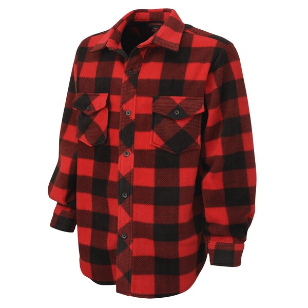 Tough Duck Buffalo Check Fleece Shirt, Red, XL - I96411