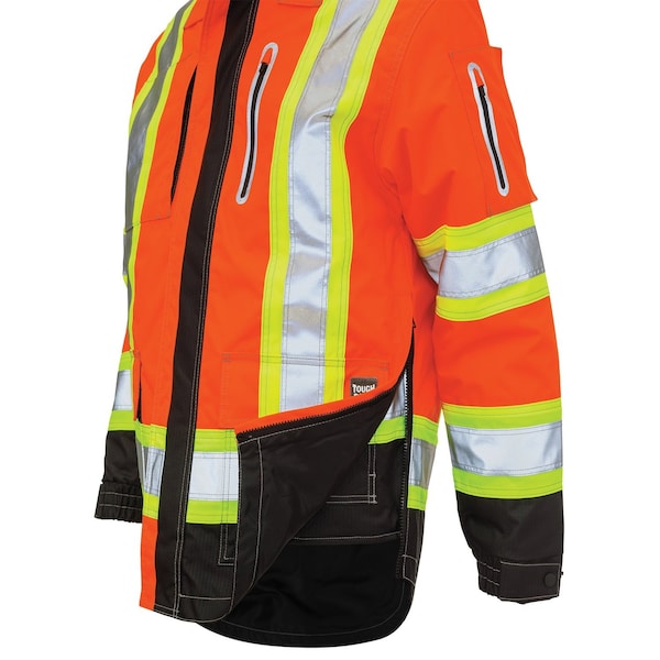 Tough Duck Hi-Vis 4-in-1 Safety Jacket, 300D Ripstop, 100% Polyester, Class 3 Type R, Orange, 2XL - S18721