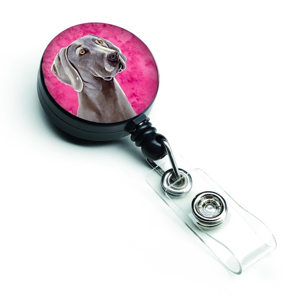 Carolines Treasures Pink Weimaraner Retractable Badge Reel - LH9386PKBR