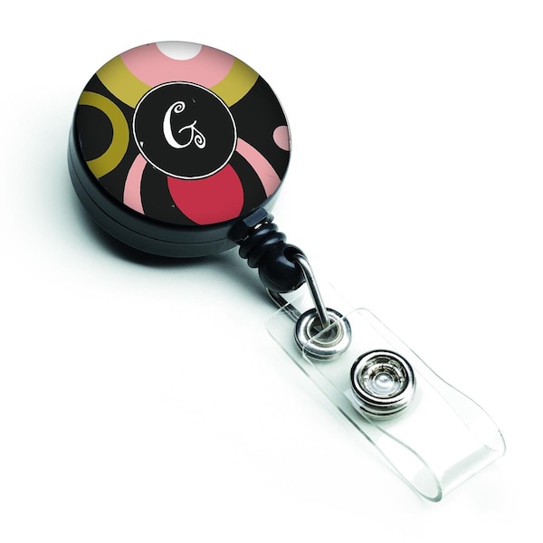 Carolines Treasures Letter G Monogram Retro in Black Retractable Badge Reel - AM1001-GBR