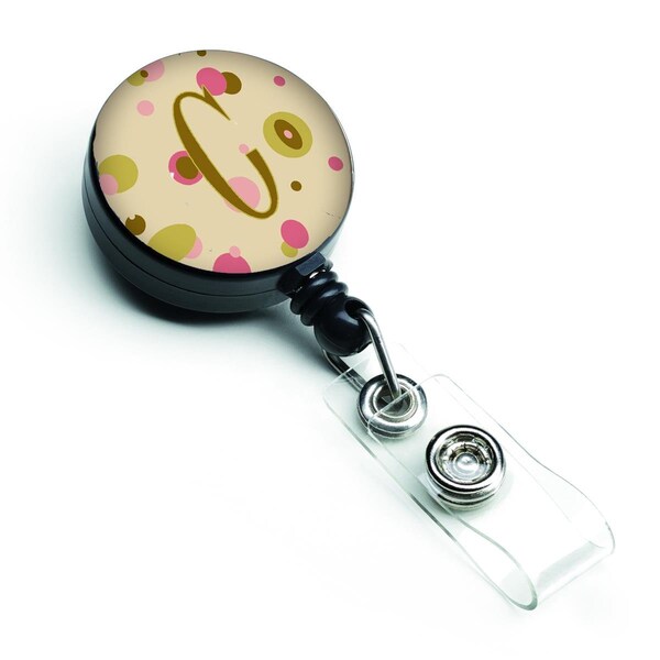 Carolines Treasures Letter C Initial Monogram Tan Dots Retractable Badge Reel - CJ1004-CBR