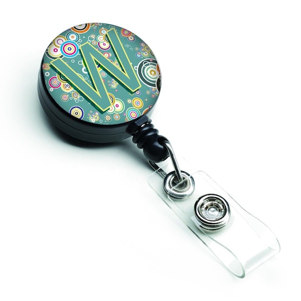 Carolines Treasures Letter W Circle Circle Teal Initial Alphabet Retractable Badge Reel - CJ2015-WBR