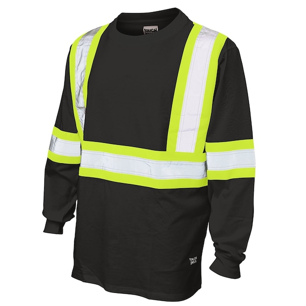 Tough Duck L/S Safety T-Shirt w/100pct.Cotton, Black - ST211