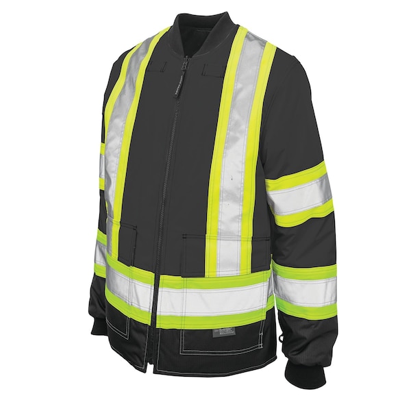 Tough Duck Hi-Vis 4-in-1 Safety Jacket, 300D Ripstop, 100% Polyester, Class 1 Type O, Black, Xl - S18711