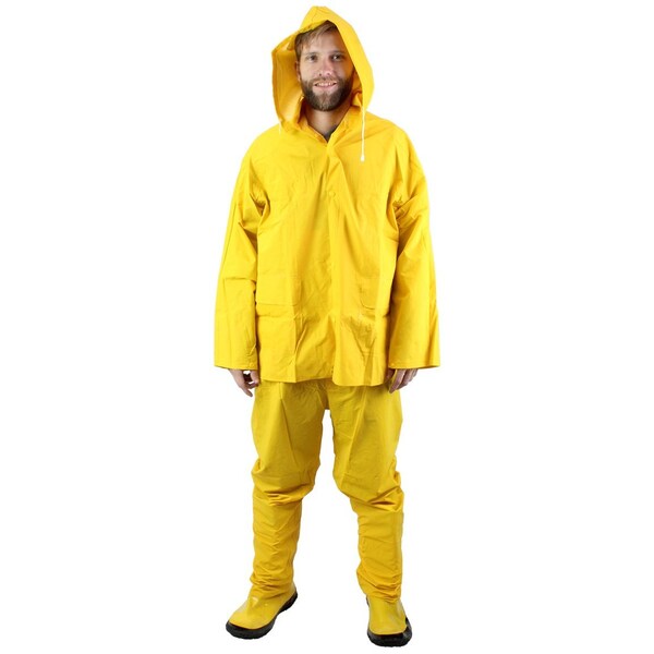 The Brush Man Economy 3-Piece Rainsuit, Pvc Exterior, Poly Interior, Size Large, 10PK - RAIN-SUIT-L