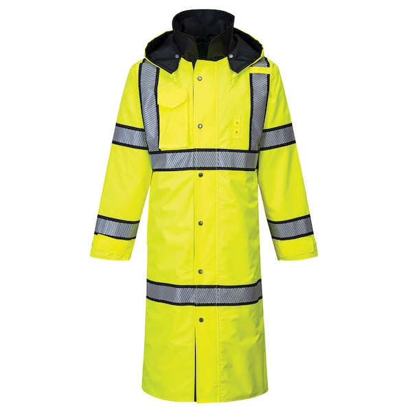 Portwest Hi-Vis Reversible Raincoat, 300D Oxford Weave Polyester with PU Coating Shell and Lining, 3XL - UH447