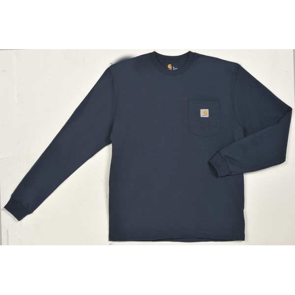 Carhartt Men's Long Sleeve Pocket T-Shirt, Cotton, Pullover Closure, 1 Pocket(s), Navy - K126-NVY MED REG