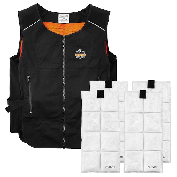 Ergodyne 2XL/3XL Black Lightweight Phase Change Cooling Vest and Packs - 6260