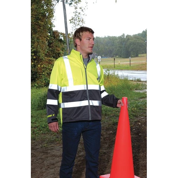 Tingley Breathable Rain Jacket, Polyester, Class 3 R, Green/Yellow, L - J25022
