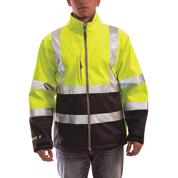 Tingley Breathable Rain Jacket, Polyester, Class 3 R, Green/Yellow, L - J25022