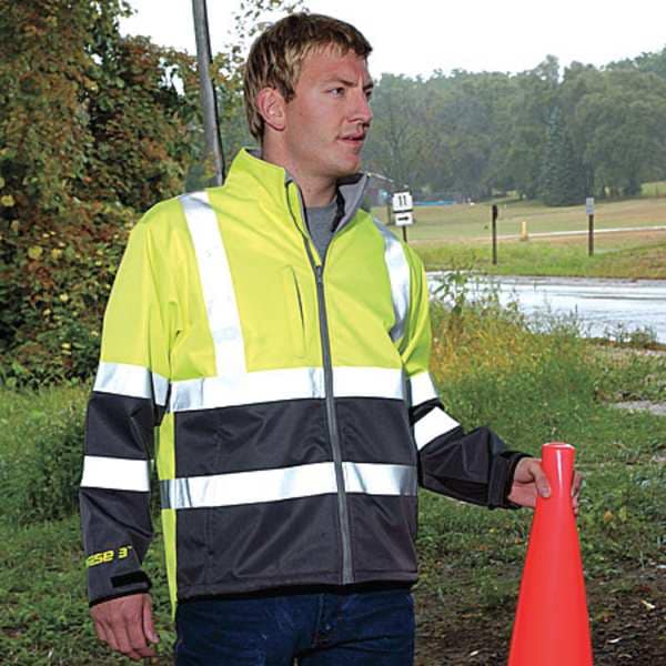 Tingley Breathable Rain Jacket, Polyester, Class 3 R, Green/Yellow, L - J25022