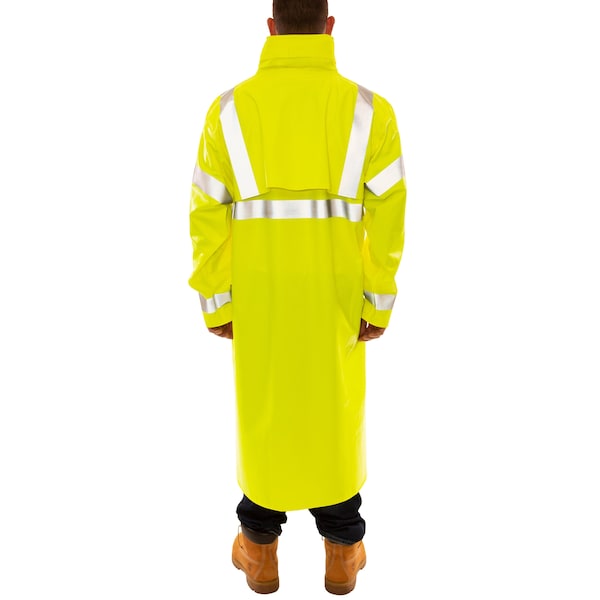 Tingley Arc Flash Flame Resistant Rain Coat, PVC, Class 3 Lime, L - C44122