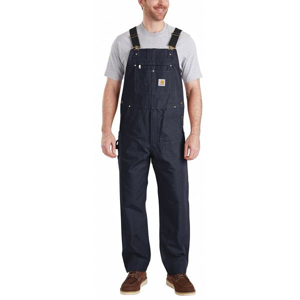 Carhartt 102776 Bib Overalls, Cotton, 12 oz Fabric Weight, 36 in Inseam, Navy, 36 x 36 - 102776-412-36X36