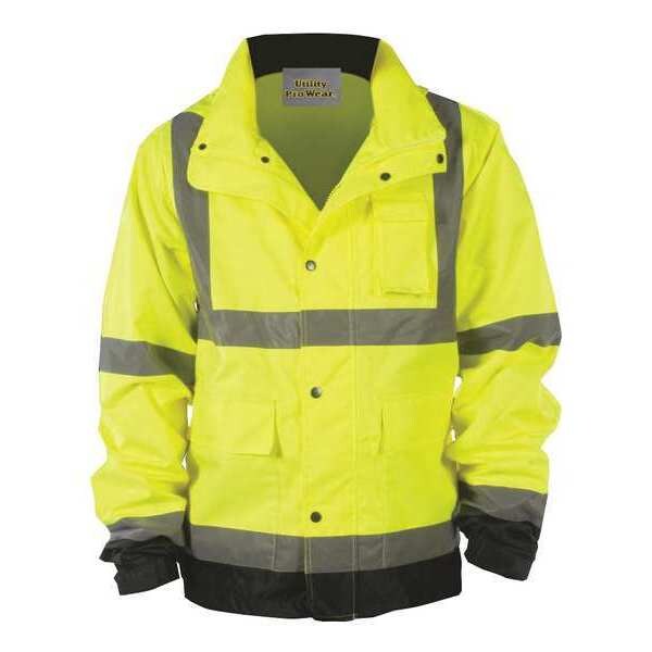 Utility Pro Hi-Vis Rain Jacket, Teflon Fabric, Yellow, 3XL - UHVR642X-3XL