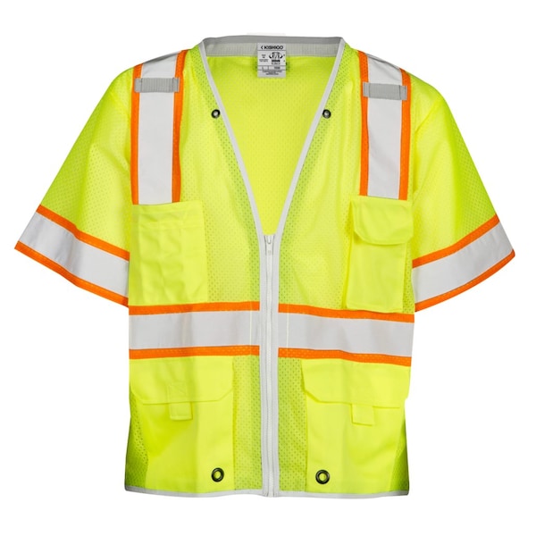 Kishigo High Visibility Vest, Class 3, XL, Lime - 1550-XL