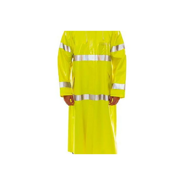 Tingley Comfort-Brite Rain Coat, Mens, Small, Attached Hood, Silver Reflective Tape, Fluorescent Yllw - C53122.SM