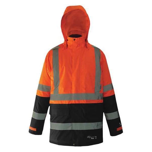 Viking Hi-Viz Insulated Safety Jacket, Polyester, Polyurethane, Class 3 Type R, Black/Orange, L - D6455JO-L