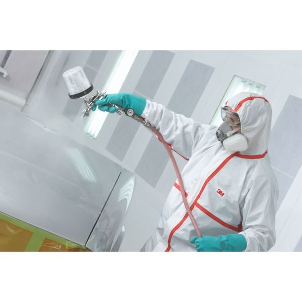 3M Disposable Coveralls, Hooded, L, Non-Porous Film Laminate, Zipper, Knitted Cuff, Elastic Ankle - 4565-BLK-L