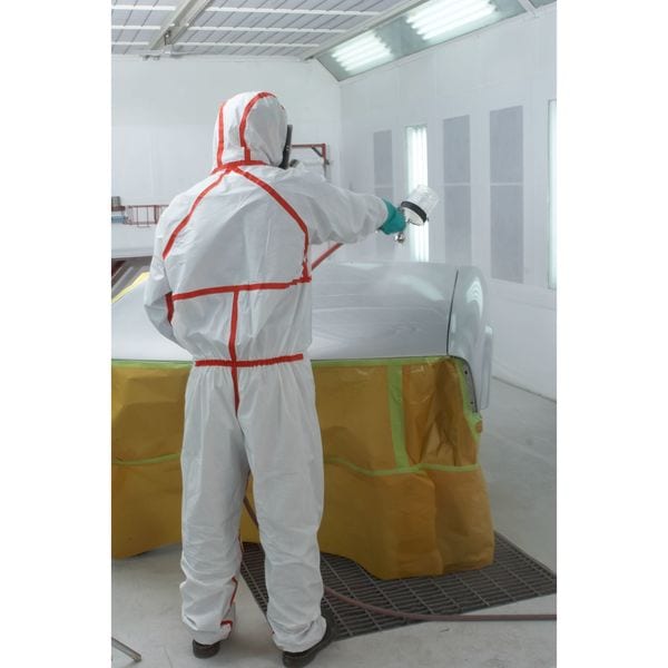 3M Disposable Coveralls, Hooded, L, Non-Porous Film Laminate, Zipper, Knitted Cuff, Elastic Ankle - 4565-BLK-L