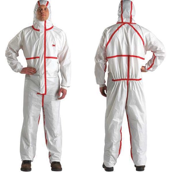 3M Disposable Coveralls, Hooded, L, Non-Porous Film Laminate, Zipper, Knitted Cuff, Elastic Ankle - 4565-BLK-L