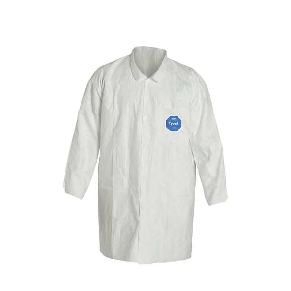 Dupont Disposable Lab Coat, 7XL, Tyvek(R) 400, Snaps, Open Cuff, Serged Seam, 30 PK - TY212SWH7X003000