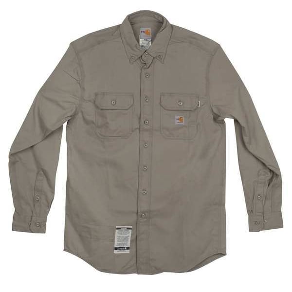 Carhartt Men's Flame-Resistant Collared Shirt, 8.6 cal/sq cm, 2XL, 12% Nylon, 88% Cotton - FRS160-GRY XXL REG