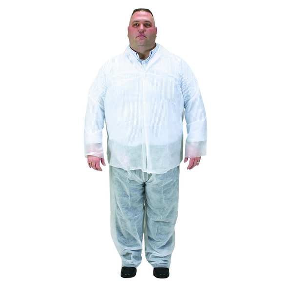 Condor Disposable Collared Shirt, 5XL, Polypropylene, Snap, Open Cuff, Serged Seam, 25 PK - 2KTR4