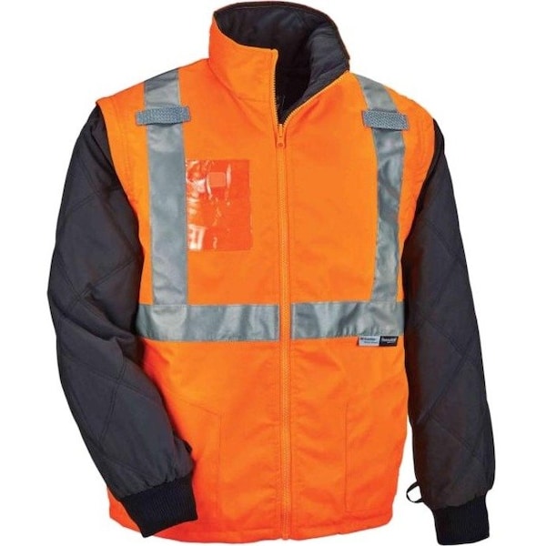 Ergodyne Hi-Vis Thermal Jacket Kit, 300D Oxford Polyester, Hi-Viz Orange, 2XL - 8388