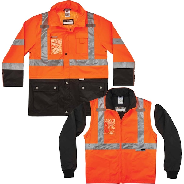 Ergodyne Hi-Vis Thermal Jacket Kit, 300D Oxford Polyester, Hi-Viz Orange, 2XL - 8388