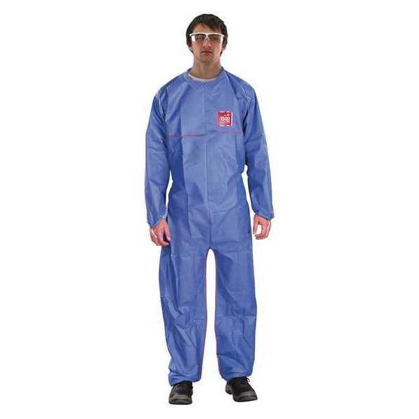Ansell Disposable Coverall, Collared, XL, SMS, Zipper, Elastic Cuff, Elastic Ankle, Serged Seam - 68-1500 PLUS FR