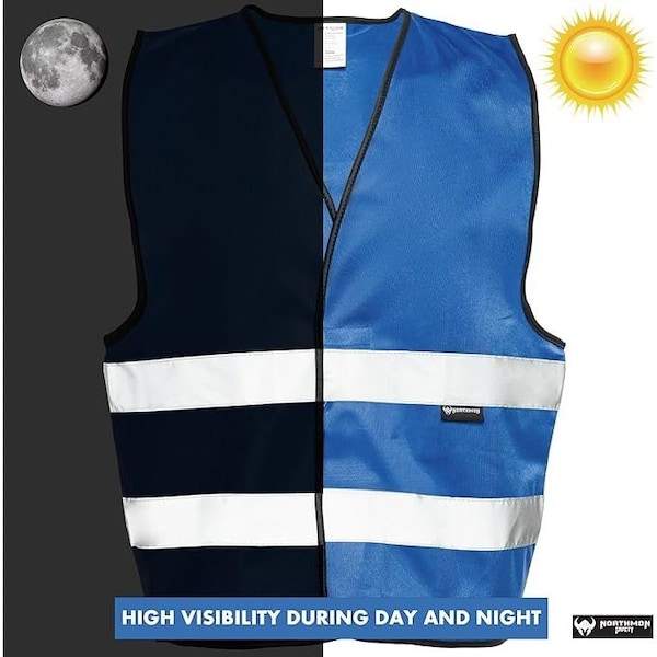 Northmon Safety Two Band Reflective Solid Safety Vest, 103 Series, Royal Blue, L/XL - NM-SV-103-RB-L/XL