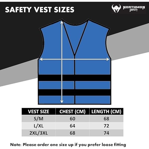 Northmon Safety Two Band Reflective Solid Safety Vest, 103 Series, Royal Blue, L/XL - NM-SV-103-RB-L/XL