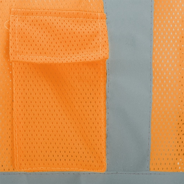 Pioneer Safety Vest, Polyester Mesh, ANSI Class 2, Zipper Closure, Cell Phone Pocket, Orange, XL - V1060450U-XL