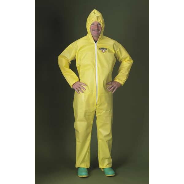 Lakeland Disposable Coverall, Hooded, XL, Non-Woven Laminate Polyethylene/Polypropylene, Zipper, Serged Seam - PBLC5428-XL