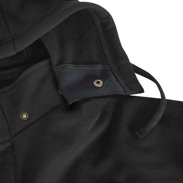 Oberon Hi-Vis 100% FR/Arc-Rated 12 oz Cotton Fleece Hoodie, Zipper Closure, Detachable Hood, Black, S - ZFC207-S