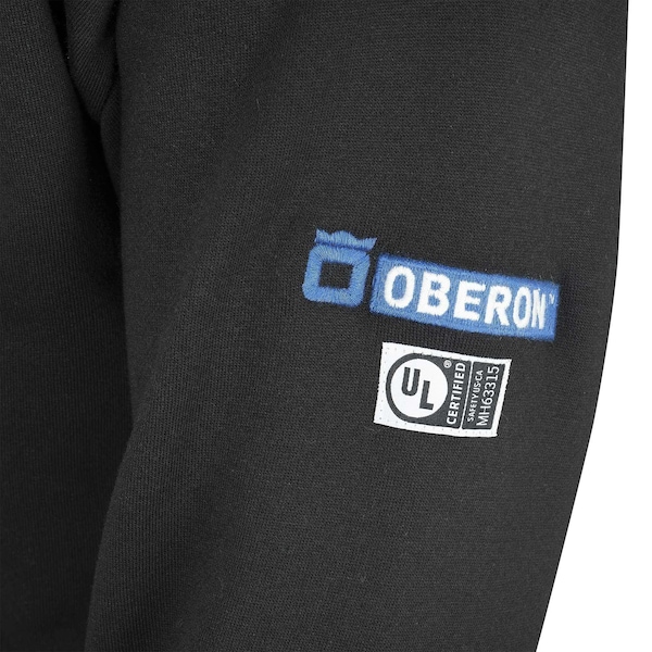 Oberon Hi-Vis 100% FR/Arc-Rated 12 oz Cotton Fleece Hoodie, Zipper Closure, Detachable Hood, Black, S - ZFC207-S