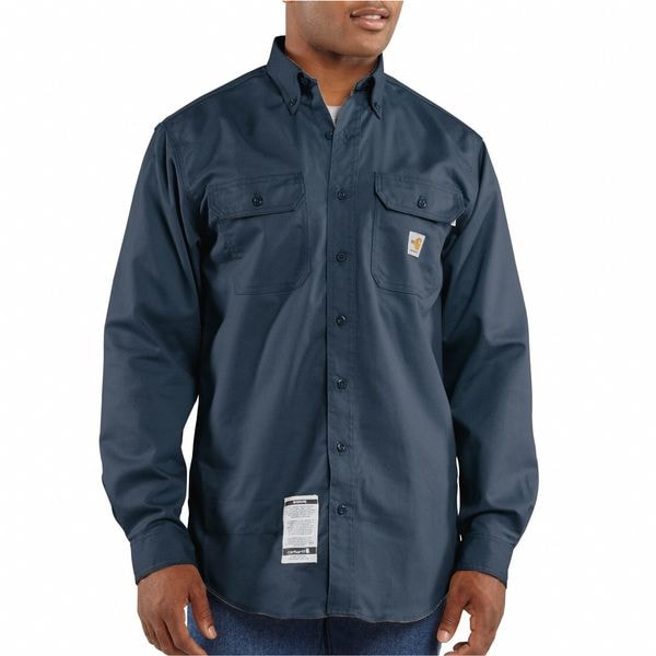 Carhartt Men's Flame-Resistant Collared Shirt, 8.6 cal/sq cm, M, 12% Nylon, 88% Cotton - FRS160-DNY MED REG