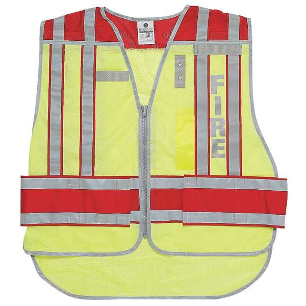 Zoro Select M To XL Fire Safety Vest, Lime/Red - 4003BV-M-XL