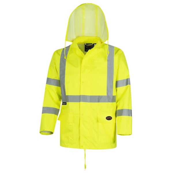 Pioneer Oxford PVC Hi Viz Rain Suit, Green, 4XL, 150 Denier Oxford Polyester with PU Backing, 0.18 mm Thick - V1080360U-4XL