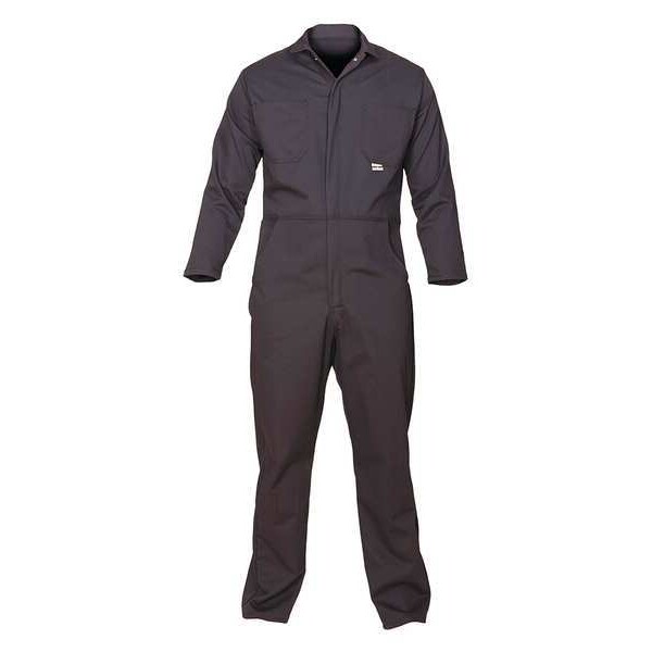 Chicago Protective Apparel Coverall, 12.4 cal/sq cm ATPV, L, 32 in Inseam, FR Cotton Blend  (88% Cotton, 12% Nylon), Zipper - 605-USN-L