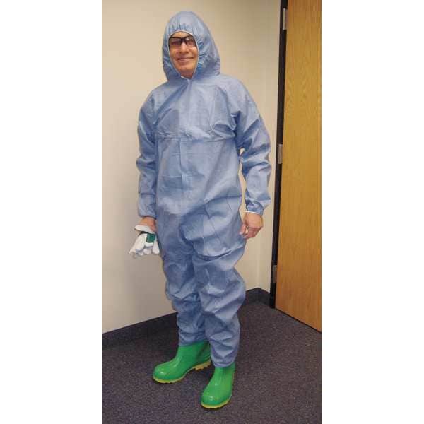 International Enviroguard Coverall, XL, Flame Resistant Fabric, Zipper with Storm Flap, Elastic Cuff, Serged Seam - 9015-XL