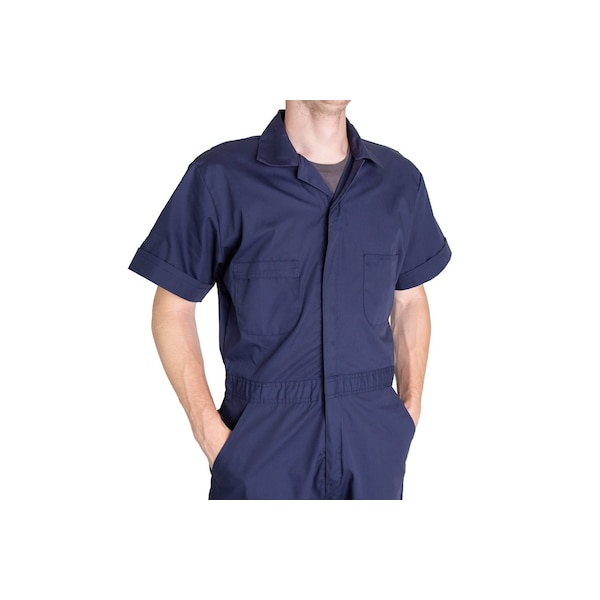 Berne Coverall, Poplin, Short Sleeve, 2XL, Tall, Navy, Size 2XLT - P700