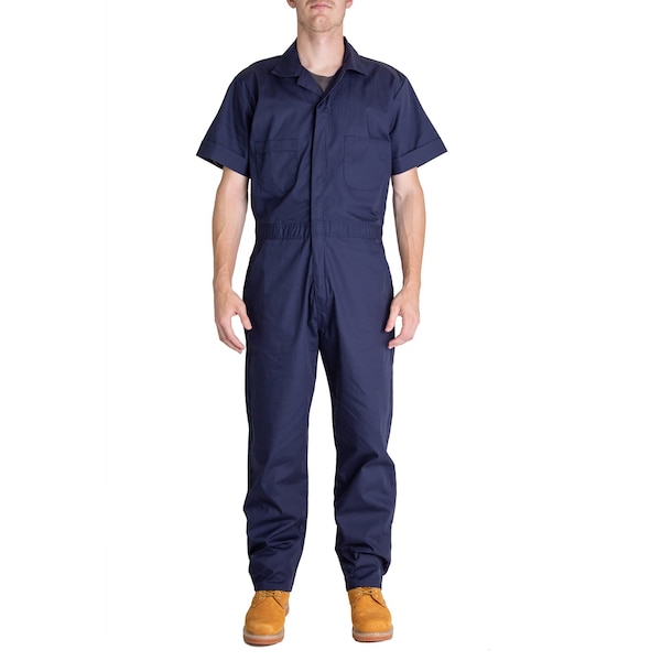 Berne Coverall, Poplin, Short Sleeve, 2XL, Tall, Navy, Size 2XLT - P700