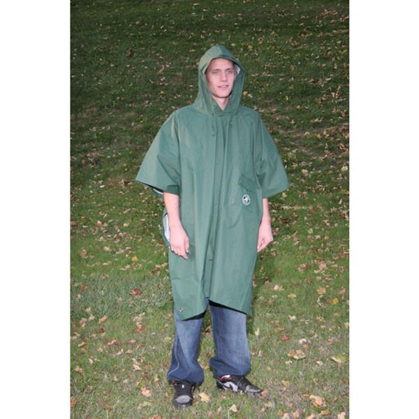 Boulder Creek Boulder Creek Green PVC-Coated Nylon Rain Poncho One Size Fits All - 60360CM