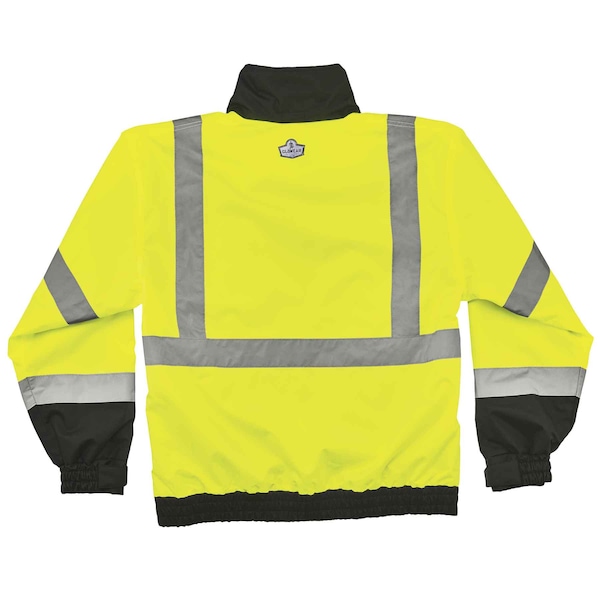 Ergodyne Hi-Vis 2-in-1 Bomber Jacket, Oxford Polyester, Class 3 Lime, L - 8379