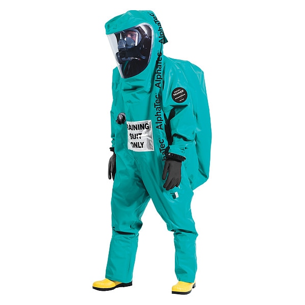 Ansell Encapsulated Suit, M, PVC Coated Fabric, Zipper, Bayonett Ring System Cuff, Welded Seam - 66TRAIN