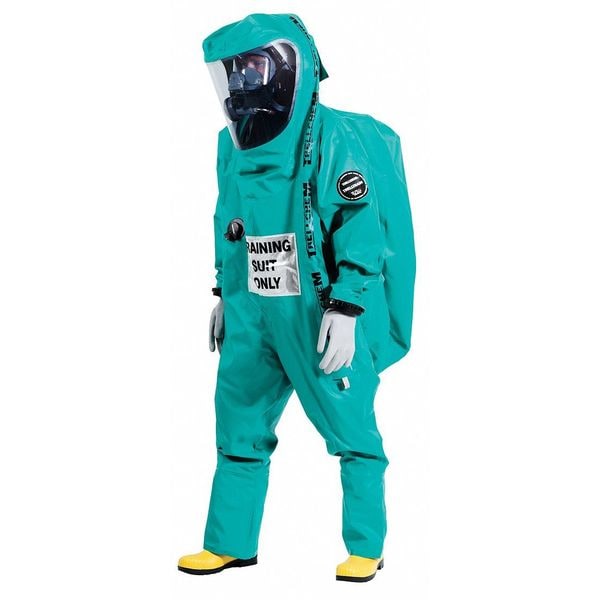 Ansell Encapsulated Suit, M, PVC Coated Fabric, Zipper, Bayonett Ring System Cuff, Welded Seam - 66TRAIN