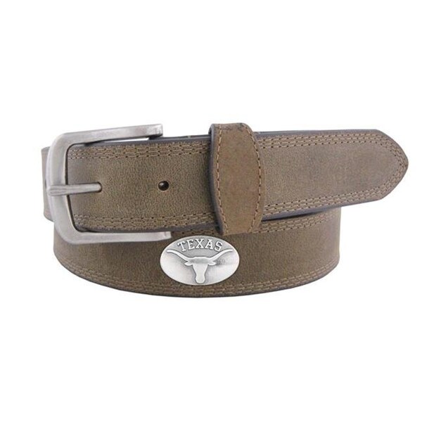 Zep-Pro Zep-Pro UTX-BOLPS-CRZ-LBR-32 Texas Longhorns Concho Emblem Crazyhorse Leather Belt Size 32 - UTX-BOLPS-CRZ-LBR-32