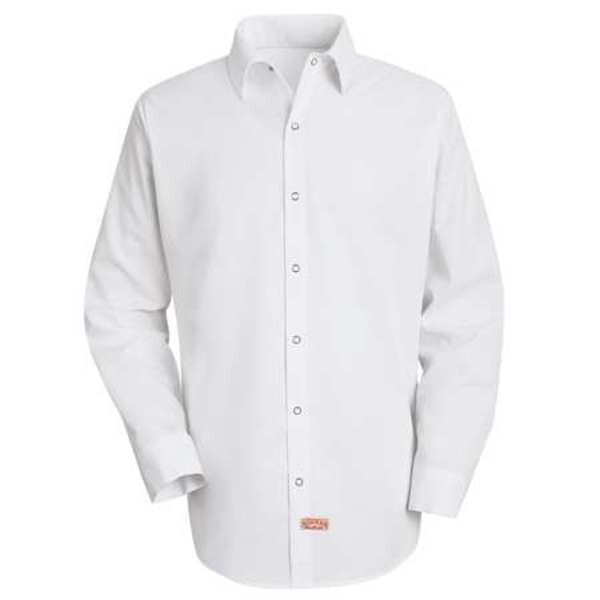 Red Kap Men's Long Sleeve Shirt, Polyester, Button Closure, No Pocket(s), XL - SS16WH LN XL